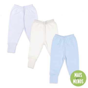 Kit 3 peças bebê calça com pé reversível