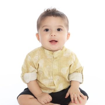 Body para bebê menino tecido manga longa coqueiros