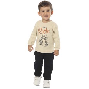 3621 Conjunto infantil para menino camisa manga longa e calça bike
