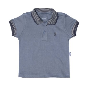 Camisa infantil para menino manga curta gola polo listrada cãozinho