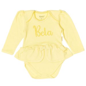 3561 Body para bebê menina manga longa e saia bela