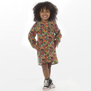 3615 Vestido infantil para menina manga longa crianças e flores